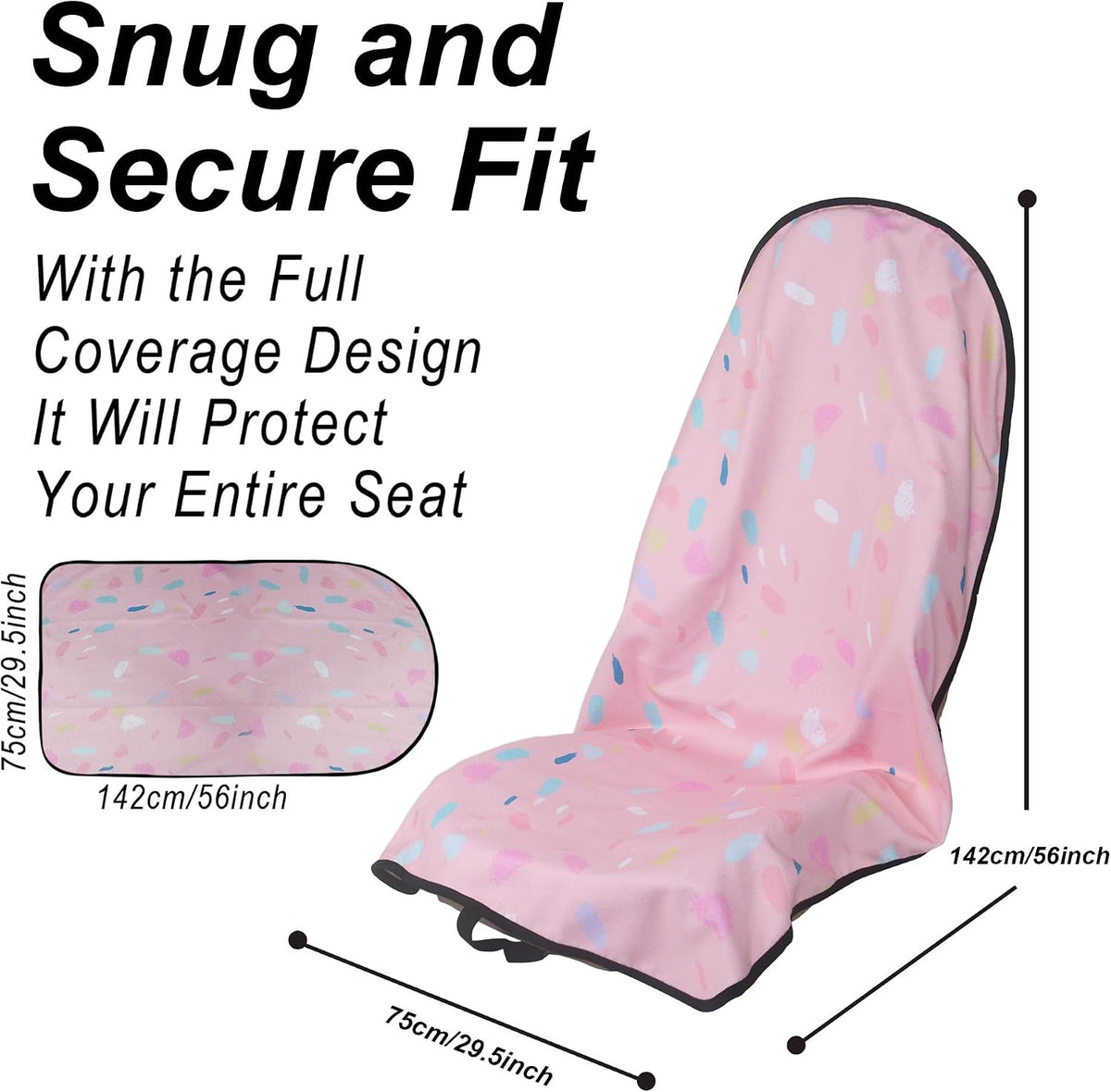 Car Seat Cover Protector Front Seats,for Gym Workout,Running,Swimming,Beach and Hiking,Waterproof Sweat Towel Bucket Seat Covers for Cars SUV Trucks (Black, 1Pcs)