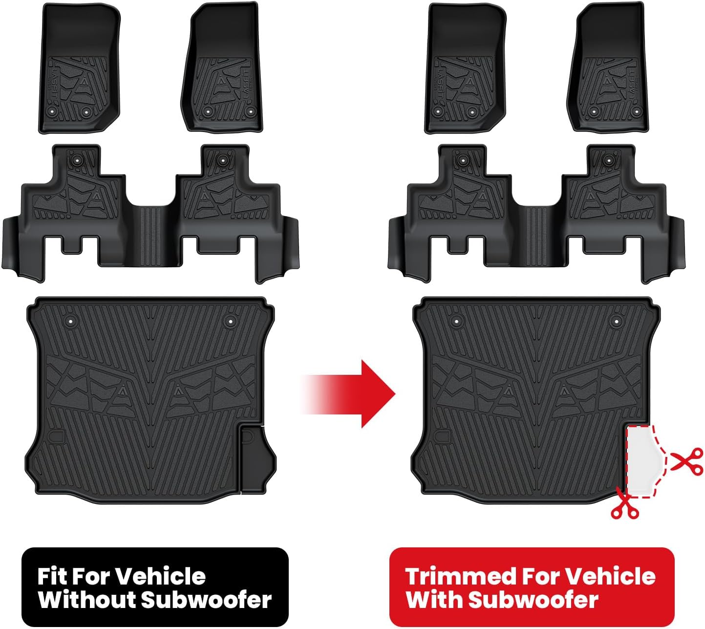 LASFIT Floor Mats for Jeep Grand Cherokee WL 2022-2025 2026 5-Seat (Include 4xe, NOT for L), All Weather TPE Custom Fit Car Mats Floor Liners Cargo Liner Cargo Mat Trunk Mat Black