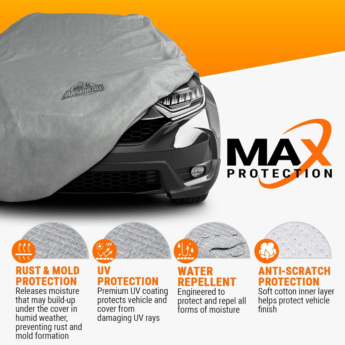 Armor All Heavy Duty Premium All-Weather SUV Car Cover by Season Guard; Max Protection from Sun Rain Wind & Snow for SUV or CUV up to 205" in Length; Indoor & Outdoor Covers; Grey