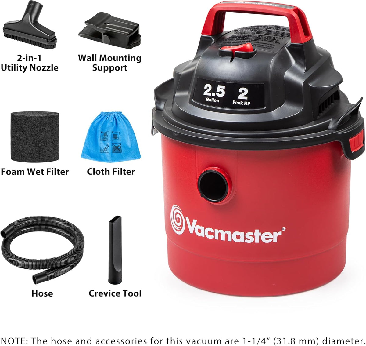 Vacmaster 2.5-Gallon 20V Cordless Wet/Dry Vac - DVOM202P 1101