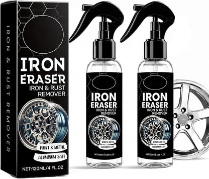 Iron Eraser Iron and Rust Remover, 2PCS Iron Eraser Rust Remover Spray for Car Wheels and Paint, Fast Acting Rust and Brake Dust Remover, 2026 New Professional Automotive Surface Cleaning (0A)