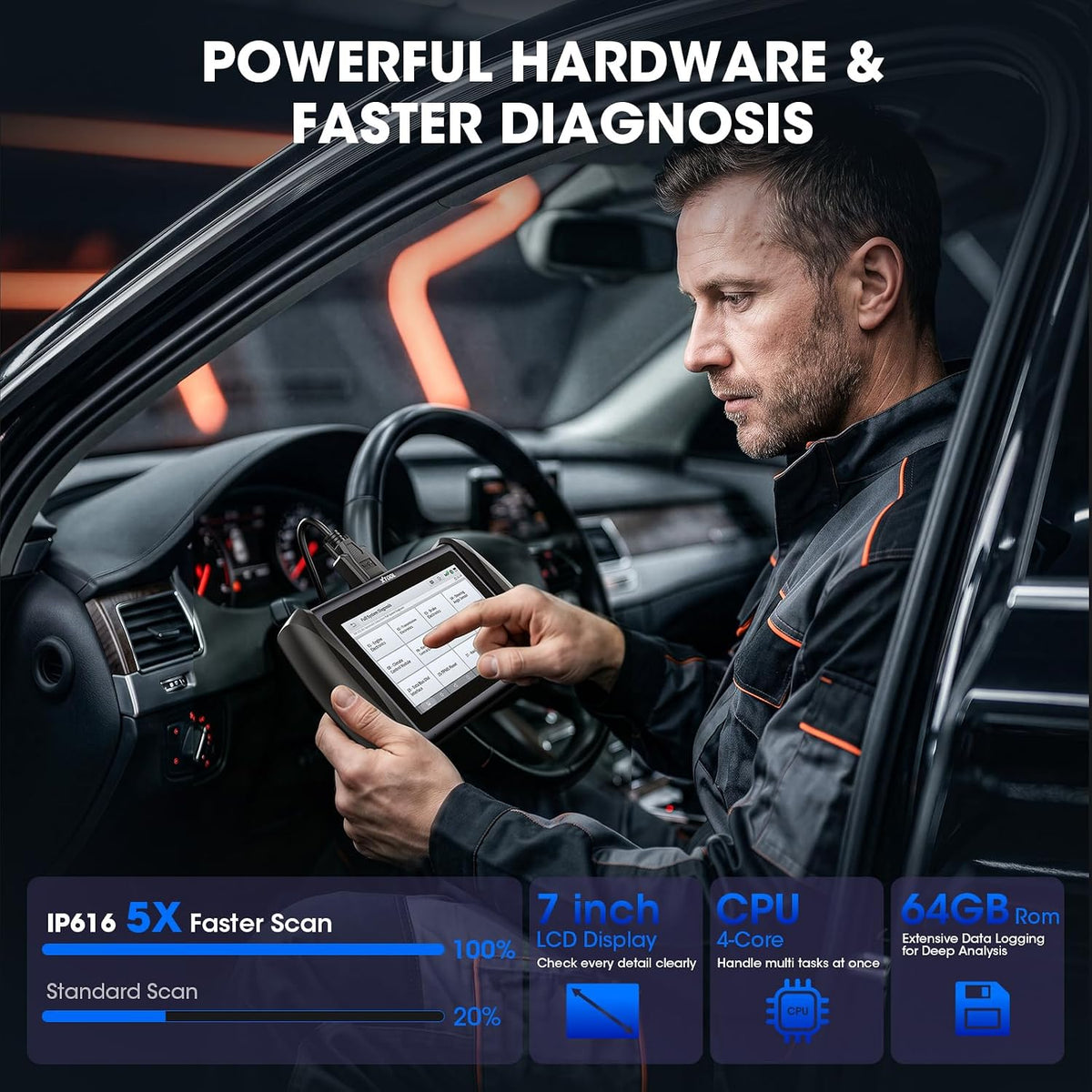 XTOOL IP616 V2.0 Bidirectional Scan Tool, No Subscription Fee, AI-Assisted Full System OBD2 Scanner Diagnostic Tool, 34+ Resets, Active Test, EPB, Injector Test, CAN FD & DoIP, FCA