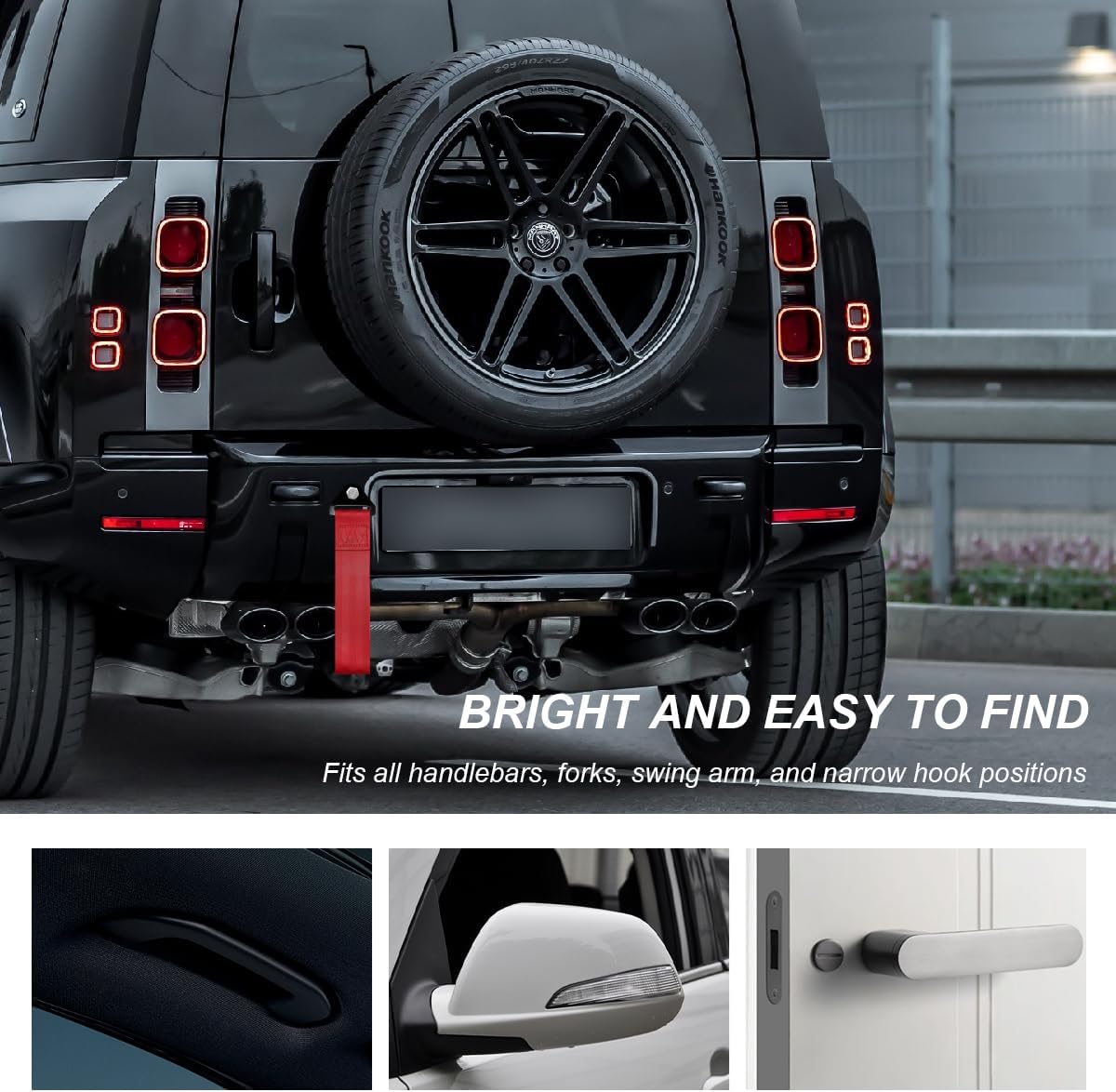 Racing Tow Strap, Stylish JDM Car Bumper Tow Strap Trailer Hook Belt for Decoration, Heavy Duty Nylon Traction Rope Universal Fit for Front or Rear Front Bumper (Black)