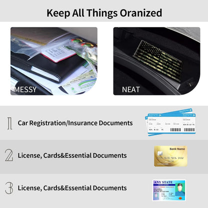 Car Registration and Insurance Holder, Leather Car Glove Box Organizer, Cool Car Accessories for ID, Driver's License Cards & Essential Document, business cards, Men&Women, Retro Audio Cassette