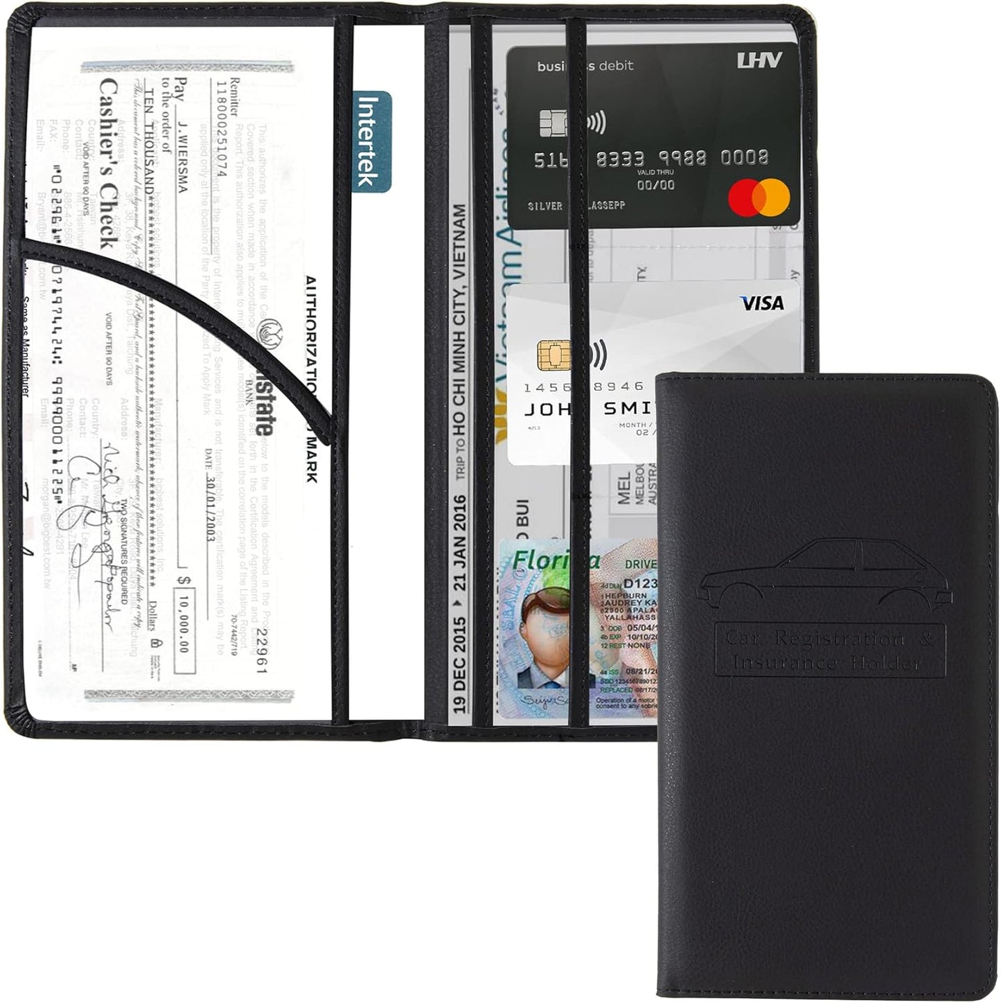 Car Registration and Insurance Holder Registration and Insurance Card Holder Car Essentials for Women Car Insurance and Registration Card Holder Men Pink Car Essentials (Bling Pink)