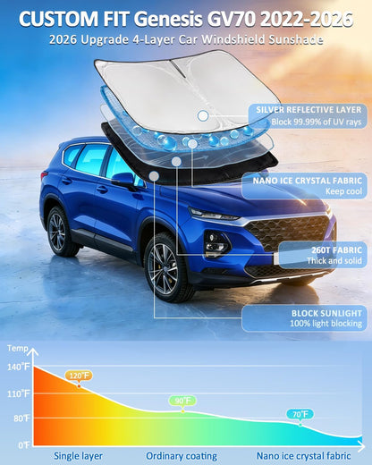for Toyota Tacoma 2016-2023 2024 2025 2026 Sun Shade Sunshade Windshield Cover - 4 Layers Front Window Shade Custom Fit Tacoma 2Dr 4Dr Pickup Sun Visor 240T Shade Blocks UV Rays Car Accessories - Colors E