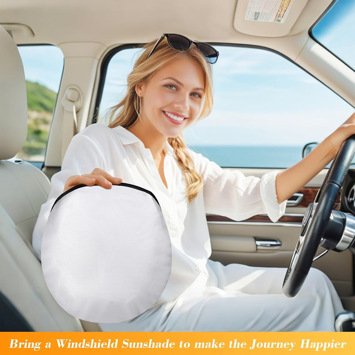Car Windshield Sun Shade, Foldable Front Window Sunshade Blocks UV Rays, Keep Car Interior Cool, Universal Fit for Hatchback, Truck, SUV, MPV