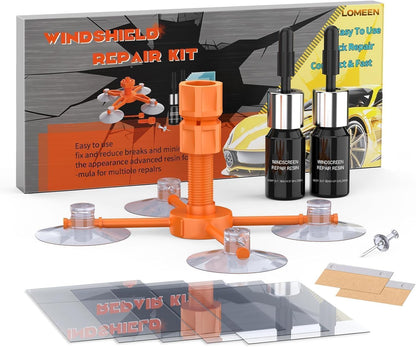 Windshield Chip Repair Kit, Quick-Fix Car Cracked Windshield Repair Kit, Glass Crack Repair Resin with Suction Cup for Fixing Car Chips Scratches Cracks & Bulls Eye,2 Pack