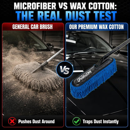 Flash Dog Car Duster Exterior & Interior Duster Aluminum Alloy Extendable Handle and Wax Cotton Strands Scratch-Free Cleaning for Cars, SUVs, RVs | Waterless Dust & Pollen Remover