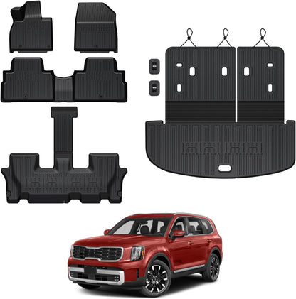 Floor Mats for Kia K5 2021-2026/Hyundai Sonata Gas 2020-2026, All Weather Floor Mats Trunk Cargo Liner Accessories, Full Coverage Set (Fit FWD Models)