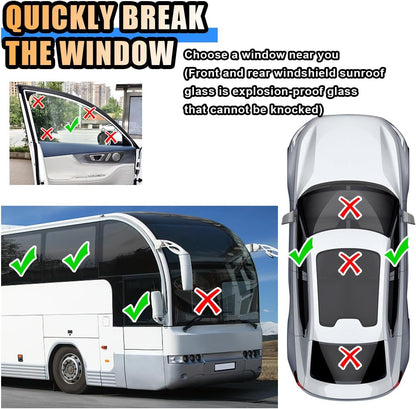 Car Safety Hammer, 3-in-1 Car Emergency Escape Tool with Window Breaker & Seat Belt Cutter, Car Emergency Kit Gadgets for Car, Office, Home (Black, 1pcs)