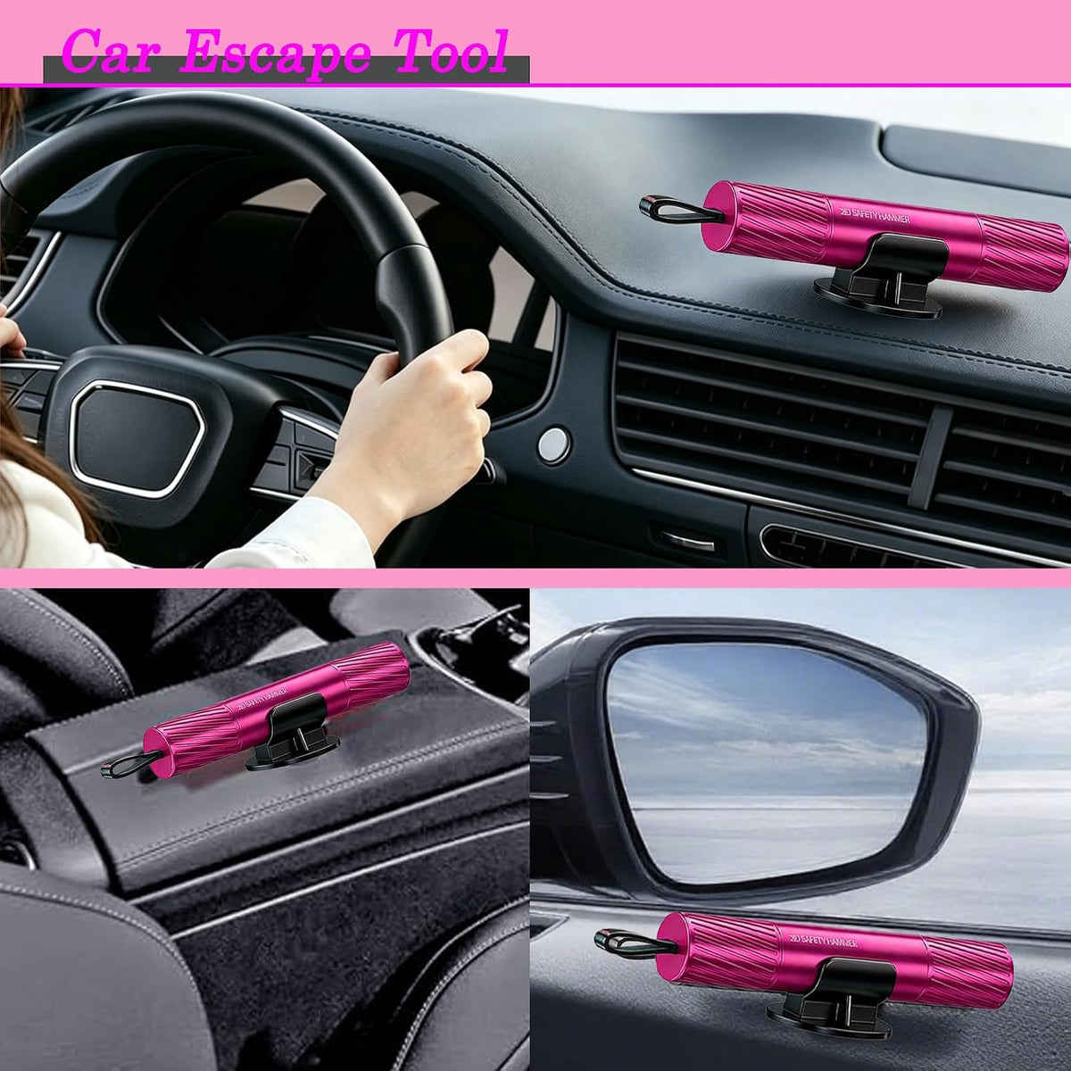4 Pack 2026 Upgraded Safety Hammer,Safe Hammer Glass Breaker Under Water,Seatbelt Cutter Window Breaker Emergency Escape Tool,Seat Belt Cutter and Glass Breaker for Cars