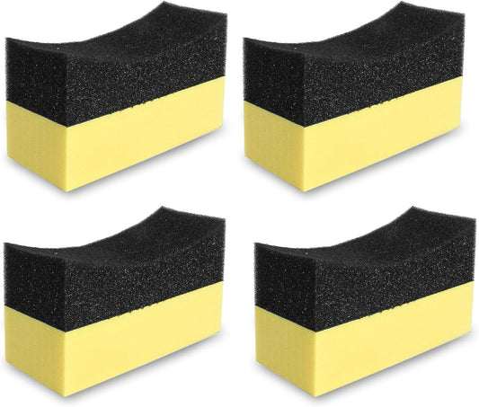 Uenhoy 4 Pcs Tire Contour Dressing Applicator Pads Tire Dressing Shine Sponge, Color Polishing Sponge Wax Buffing Pads for Car Class & Painted Steel & Porcelain