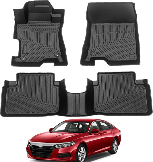 All Weather Rubber Car Floor Mats Compatible with 2013-2017 Honda Accord, Custom Fit Car Mat Full Set with Raised Edge, Odorless, Easy to Install in 5 min, Non-Slip Surface, No Need Trimming