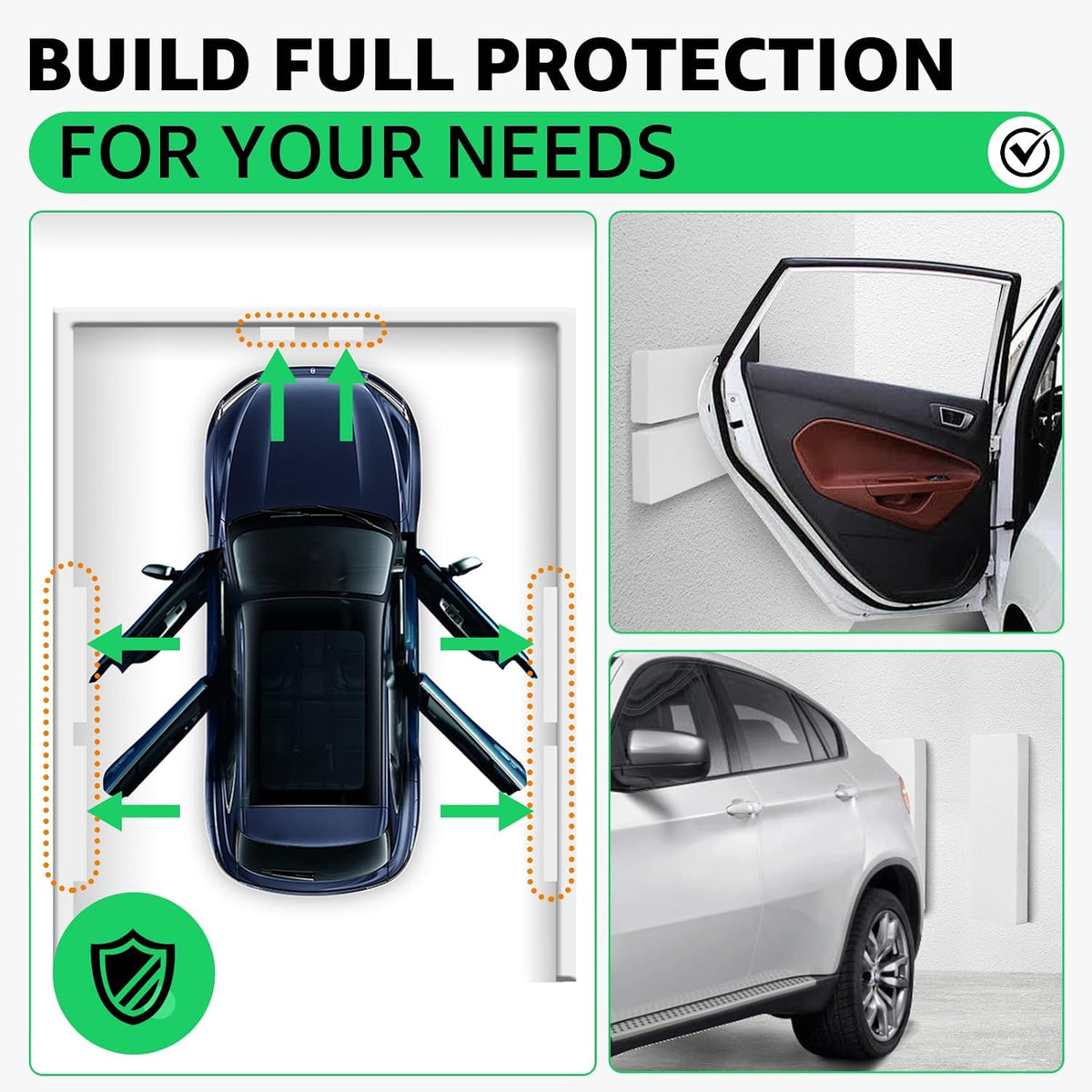 Garage Wall Protector, 2 Roll Garage Car Door Protector Bumper Guard for Car Doors Anti-Collision Waterproof Inflaming Ultra Self Adhesive EVA Foam for Warehouse (2 ROLL: 79" x 8" x 1/4")