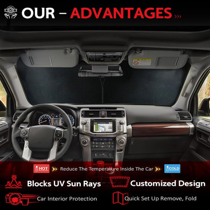 KAYZT Windshield Sun Shade for 2019-2025 2026 Chevy Silverado 1500 /GMC Sierra 1500 2500HD 3500HD Foldable Sunshade Front Window Custom Fit Car Accessories - Colors B