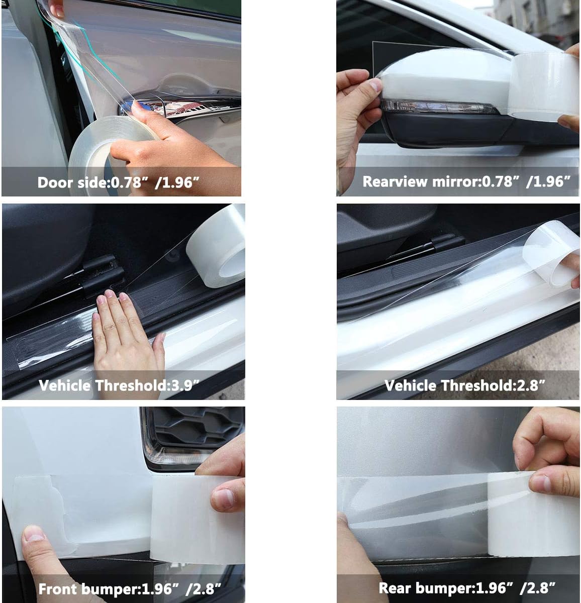 MYFAMIREA Anti-Scratch Anti-Collision Adhesive Strip Car Door Edge Guard Protector Strip Car Door Scuff Plate Protectors Transparent Invisible Tape for Rear Bumper/Door(33Ft x 2In)