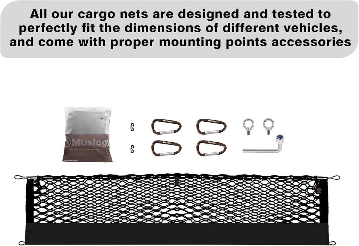 Muslogy Truck Bed Cargo Net Trunk Netting Compatible with 2023-2025 2026 Honda CR-V Accessories, Pickup Cargo Organizer SUV Sedan Storage Net w/Heavy Duty Carabiners - Colors B