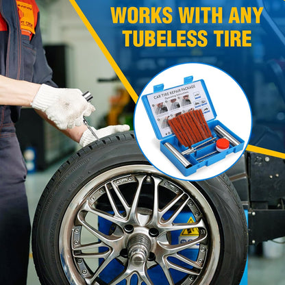 BETOOLL Tire Repair Kit, 24 Pcs Professional Heavy Duty Universal Emergency Flat Tire Repair Kit to Fix Punctures, for car Motorcycle, Truck, Golf Cart, ATV, Tractor, ARB, RV, SUV, Trailer etc.