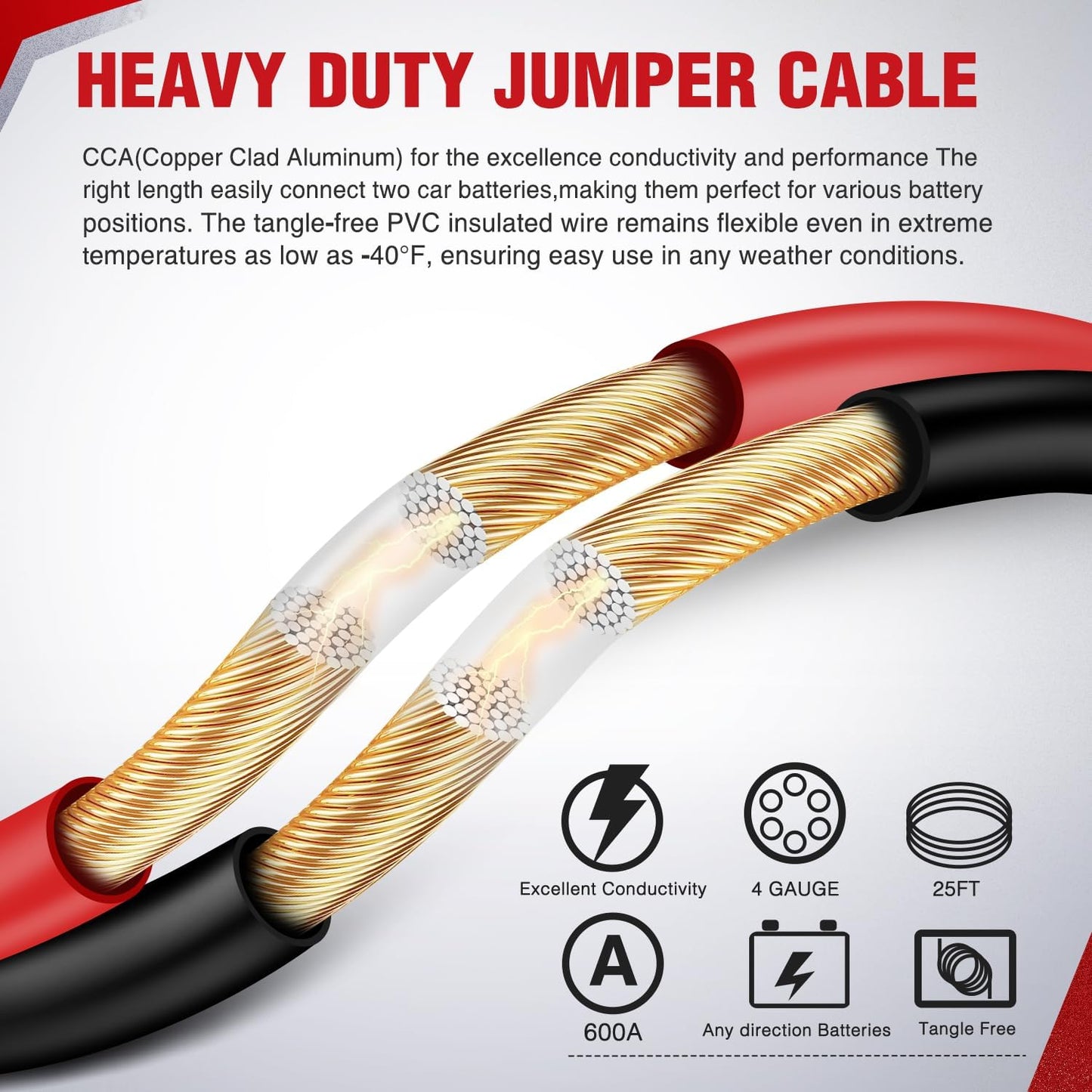 Nilight Jumper Cables for Car Battery 8 Gauge 12 FT Booster Cable Heavy Duty 250 A CCA with Carrying Bag Jump Start Emergency Kit Pickup Vans SUV Sedan Motorcycle