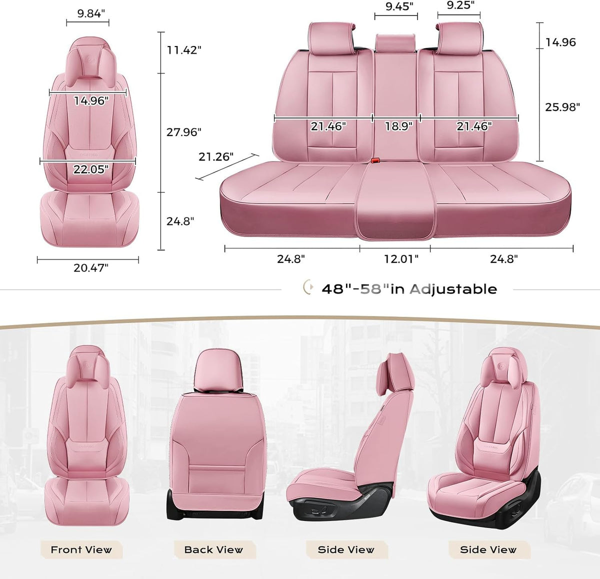 Coverado Seat Covers Full Set, Black Seat Covers for Cars 5 Seats, Car Seat Protector, Waterproof Nappa Leather Car Seat Cushion, Front and Rear Car Seat Cover Fit for Most Sedans SUV Pick-up Truck - Colors B