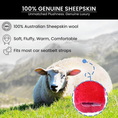 Andalus Brands 2 Pack Genuine Merino Wool Sheepskin Seat Belt Cover – Soft Shoulder Pad, Neck Cushion Protector – Authentic Car Accessories (Pearl)
