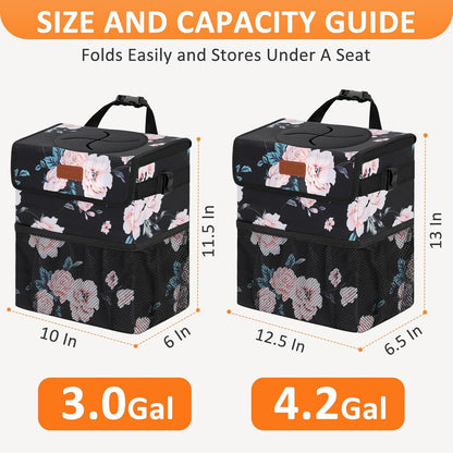 Vankor Car Trash Can Bin with Lid Hanging for Back Seat, Car Accessories for Women Men Leak Proof Automotive Garbage Cans Leakproof Vehicle Trash Can for Truck SUV Black