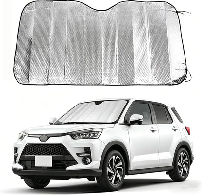 Car Windshield Sun Shade, Double Thickening Bubble Sun Shade, Foldable Front Window Sunshade with Suction Cups, UV-Blocking Sun Visor, Keeps Vehicle Cool for Most Cars SUVs (55"x27.5")