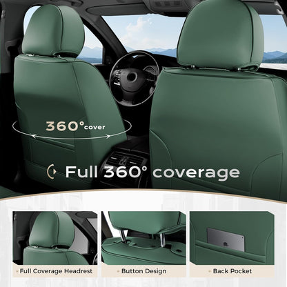Coverado Seat Covers Full Set, Black Seat Covers for Cars 5 Seats, Car Seat Protector, Waterproof Nappa Leather Car Seat Cushion, Front and Rear Car Seat Cover Fit for Most Sedans SUV Pick-up Truck - Colors A