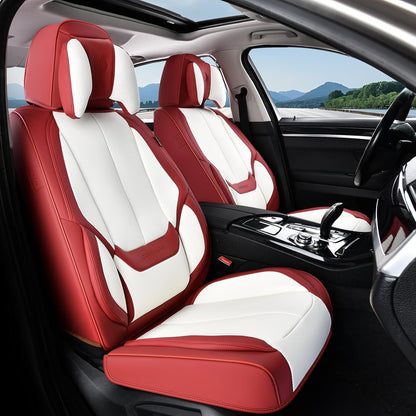 Coverado Seat Covers Full Set, Black Seat Covers for Cars 5 Seats, Car Seat Protector, Waterproof Nappa Leather Car Seat Cushion, Front and Rear Car Seat Cover Fit for Most Sedans SUV Pick-up Truck - Colors B