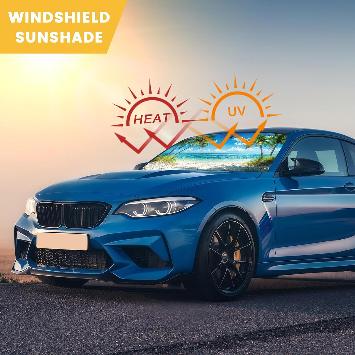 Iridescent Sun Shade for Car Windshield, Foldable Universal Car Windshield Upgrade Sunshade Enhanced UV Rays Reflective Sun Visor Shade Keeps Vehicle Cool