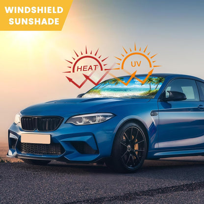 Iridescent Sun Shade for Car Windshield, Foldable Universal Car Windshield Upgrade Sunshade Enhanced UV Rays Reflective Sun Visor Shade Keeps Vehicle Cool
