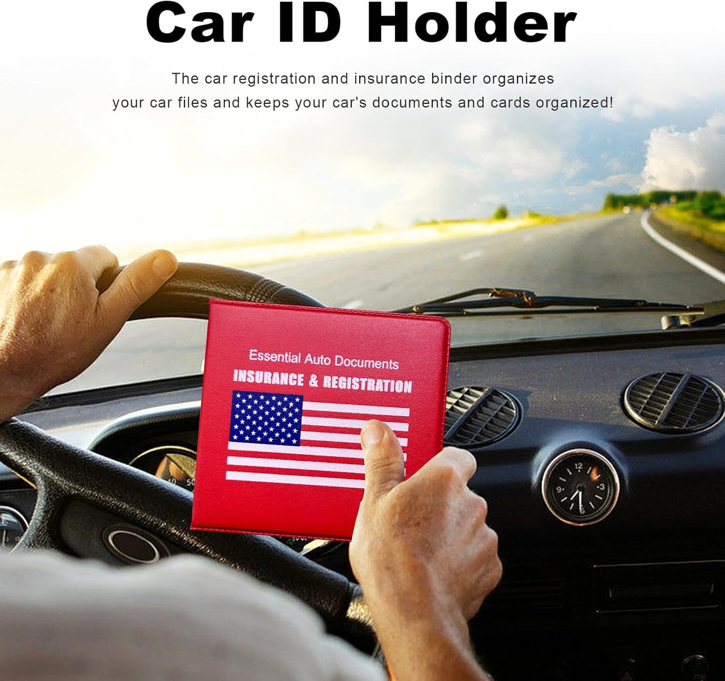 Yourkar 4PCS Car Registration Insurance Holder, Vehicle Glove Box Car Organizer with Magic Tape Closure, Driver License Keeper for Cars, Car Accessories (Big Car, Blue