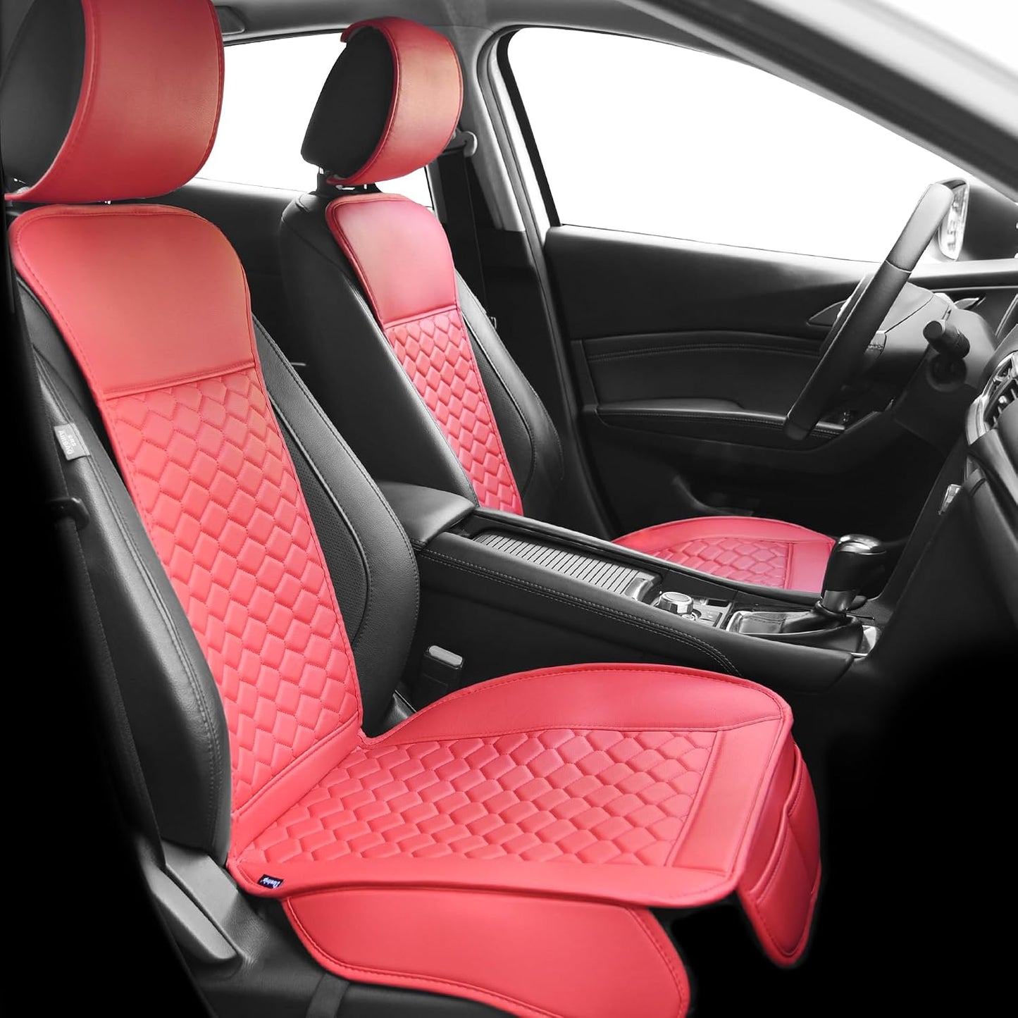 Elantrip 2PCs Front Car Seat Covers Leather Water Proof Seat Protector Universal fit for Most Cars SUVs and Trucks Black
