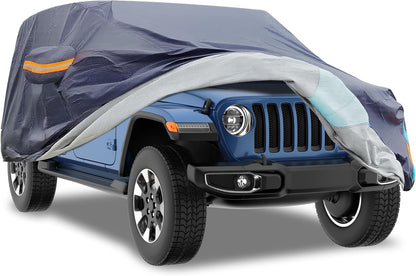Car Cover Waterproof All Weather for Automobiles, 6 Layers Outdoor Full Exterior Cover Rain Sun UV Snowproof Protection with Zipper Cotton, Mirror Pocket for Sedan (190-195 inch)