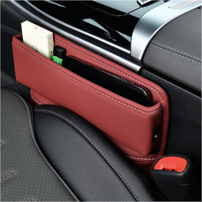 Ziciner Car Seat Gap Organizer, Premium Leather Auto Seat Storage Box, Vehicle Adjustable Front Seat Gap Filler, Car Seat Side Pocket Organizer for Phones, Glasses, Keys, Money, Cards (Black)