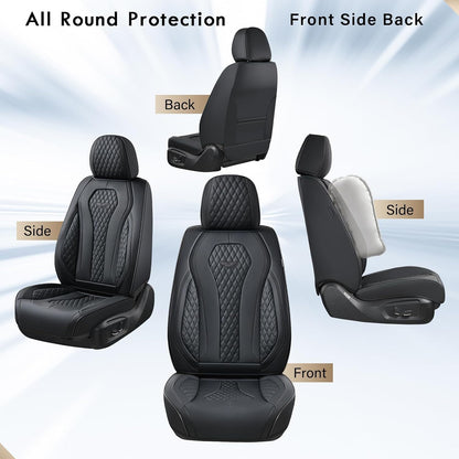 Coverado Seat Covers, Car Seat Covers Full Set, Black Car Seat Cover, Car Seat Covers Front Seats Back Seat Cover, Waterproof Car Seat Cushion, Leather Seat Covers Seat Protector Fit for Most Cars