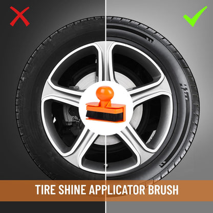 BABYSHEEP Car Tire Shine Applicator,Large Vegan Tire Shine Brush - Automotive Tire Dressing Applicator Brush with Storage Stand for Tire Detailing & Car Wash Kit, Black, 3.6 Inch Length (Black)
