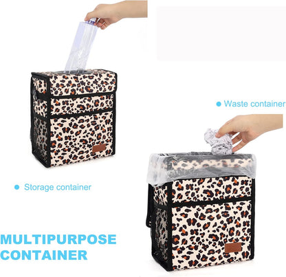 Femuar Leak Proof Car Trash Can with Lid - Waterproof Automotive Garbage Bin for SUVs, Collapsible and Portable Car Trash Bag, Black