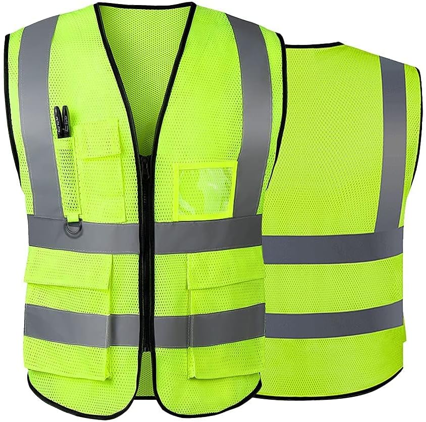 Reflective Safety Vest for Women Men High Visibility Security With Pocket Zipper Front Meet ANSI/ISEA Standard