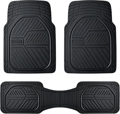 Coverado Car Floor Mats All Weather Waterproof Deep Dish Anti-Slip Car Mats Set, Heavy Duty Rubber Floor Mats for Cars, Universal Trim to Fit Automotive Floor Mats for Cars Trucks SUV, Black&Red