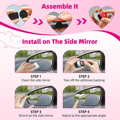 Blind Spot Mirror for Car (2 Pack) - HD Frameless Wide-Angle Convex Mirror for Side View Mirrors Blindspot - 2 Inch Round Self Adhesive Angle Adjustable Blind Spot Mirrors for Car, SUV, Trucks