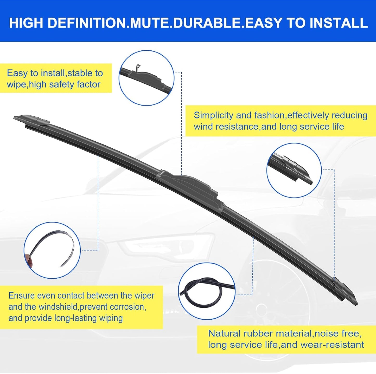 ANIKLUIM® 28"+28" Wiper Blades with 16" Rear Wiper Blade Set Replacement for 1996-2007 Caravan Town & Country Windshield Wipers Original Factory Quality (Pack of 3) - Colors A