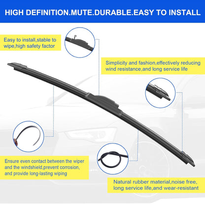 ANIKLUIM® 28"+28" Wiper Blades with 16" Rear Wiper Blade Set Replacement for 1996-2007 Caravan Town & Country Windshield Wipers Original Factory Quality (Pack of 3) - Colors B