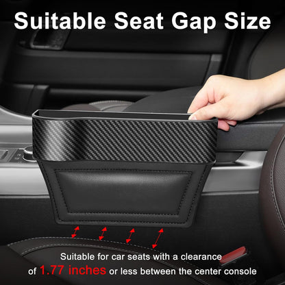 Car Seat Gap Filler, 2 Pack Car Seat Gap Filler Organizer with Cup Holders & 2 Seat Hooks, Car Console Storage Organizer, Car Organizer Front Seat for Storing Phones, Keys, Drinks, Sunglasses