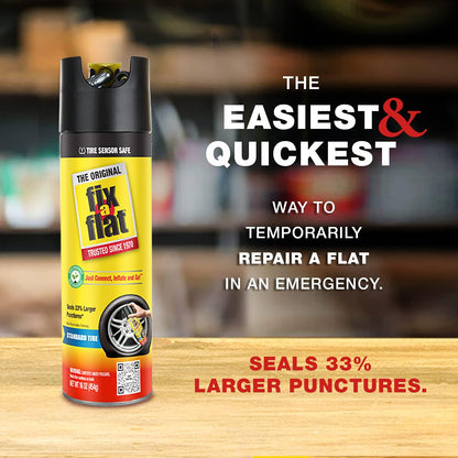 Fix-A-Flat S60420 Aerosol Emergency Flat Tire Repair and Inflator, for Standard Tires, Eco-Friendly Formula, Universal Fit for All Cars, 16 oz. (Pack of 1)