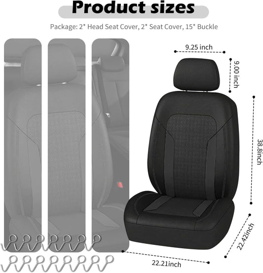 2 Pack Universal Car Seat Cover with Breathable Mesh Backrest,Comfortable Car Seat Protector with Foam Padding and Retaining Buckle,Highly Elastic Car Seat Covers Full Set (Pink)