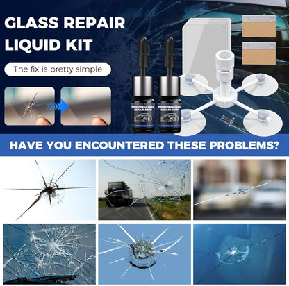Windshield Chip Repair Kit, Car Cracked Windshield Repair Kit, Quick and Efficiency Glass Repair Tool for Fixing Bulls-Eye, Cracks and Star-Shape Cack,2 Pack