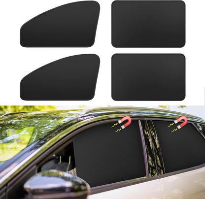 Car Window Sun Shades Curtains - Magnetic Privacy Curtains Side Window Sun Shades 100% Block Light Car Window Covers with Cooler Feeling 4Pcs, Thicken(Thickset, 4pcs)