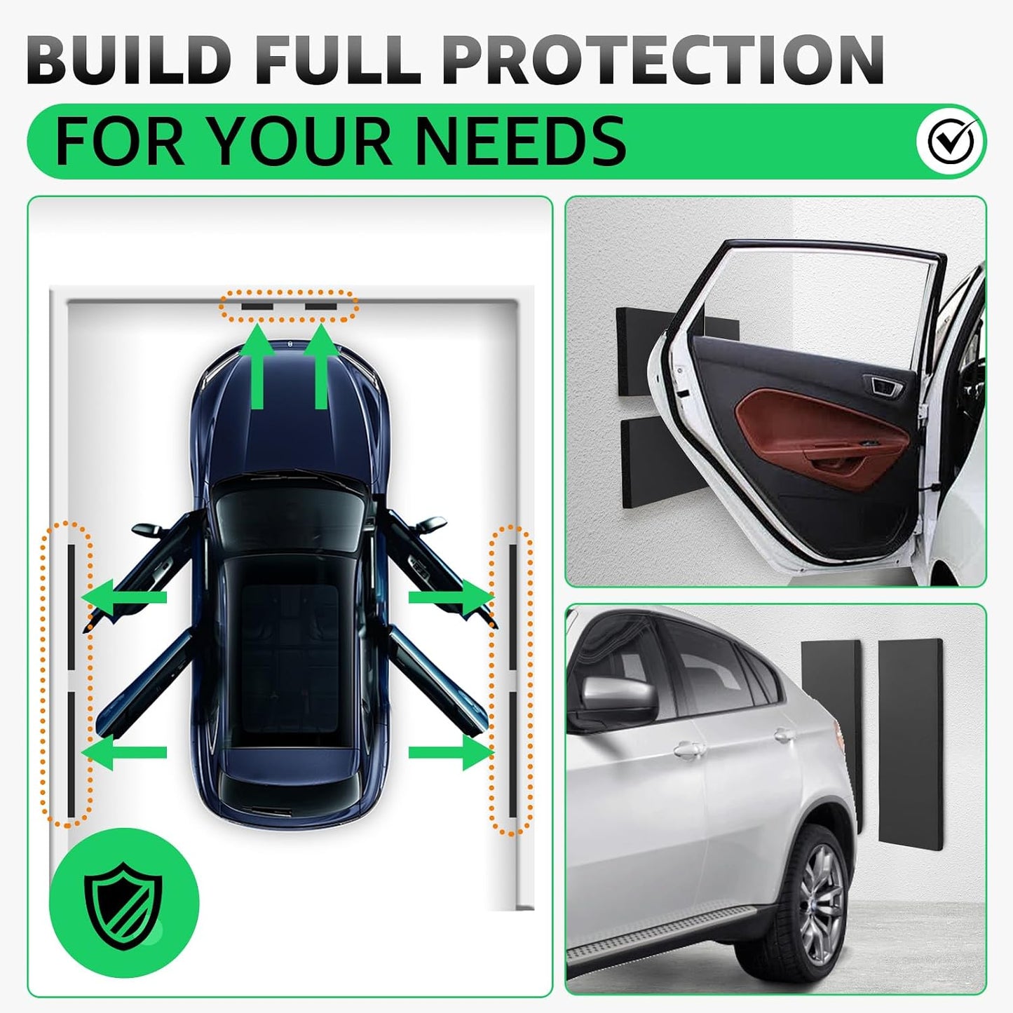 Garage Wall Protector, 2 Roll Garage Car Door Protector Bumper Guard for Car Doors Anti-Collision Waterproof Inflaming Ultra Self Adhesive EVA Foam for Warehouse (2 ROLL: 79" x 8" x 1/4")